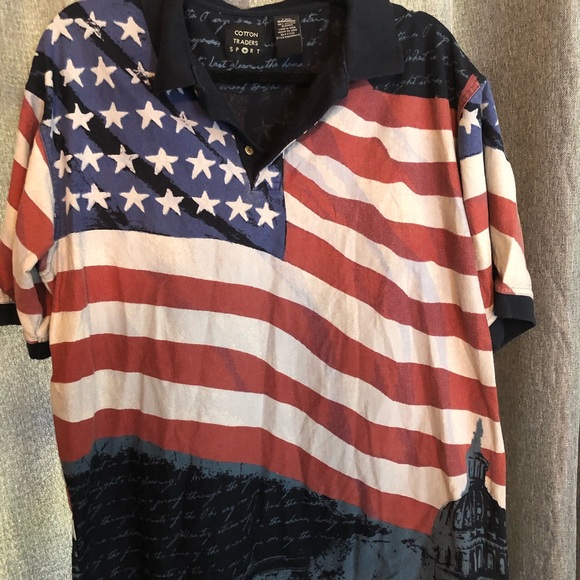 Men’s cotton Patriot traders India collar flag shirt - Picture 6 of 11